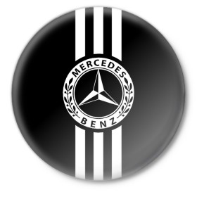 Значок с принтом MERCEDES BENZ ,  металл | круглая форма, металлическая застежка в виде булавки | mercedes | автомобильные | машины | мерседес.mercedes benz