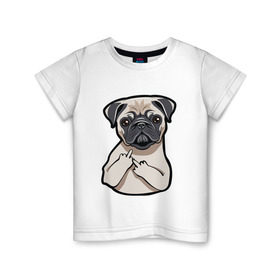 Детская футболка хлопок с принтом Злой мопс , 100% хлопок | круглый вырез горловины, полуприлегающий силуэт, длина до линии бедер | домашние животные | мопс | пес | песик | собака | собачка