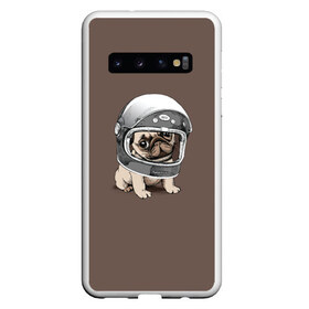 Чехол для Samsung Galaxy S10 с принтом Мопсик в скафандре , Силикон | Область печати: задняя сторона чехла, без боковых панелей | домашние животные | мопс | пес | песик | собака | собачка