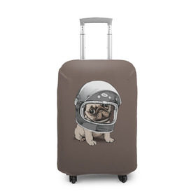 Чехол для чемодана 3D с принтом Мопсик в скафандре , 86% полиэфир, 14% спандекс | двустороннее нанесение принта, прорези для ручек и колес | домашние животные | мопс | пес | песик | собака | собачка