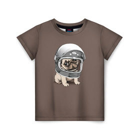 Детская футболка 3D с принтом Мопсик в скафандре , 100% гипоаллергенный полиэфир | прямой крой, круглый вырез горловины, длина до линии бедер, чуть спущенное плечо, ткань немного тянется | домашние животные | мопс | пес | песик | собака | собачка
