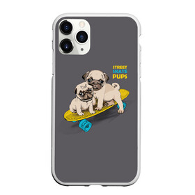Чехол для iPhone 11 Pro Max матовый с принтом Street skate PUPS , Силикон |  | домашние животные | мопс | пес | песик | собака | собачка