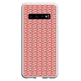 Чехол для Samsung Galaxy S10 с принтом Мопсики на розовом , Силикон | Область печати: задняя сторона чехла, без боковых панелей | домашние животные | мопс | пес | песик | собака | собачка