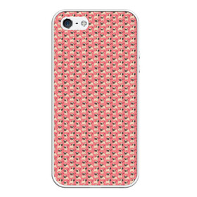 Чехол для iPhone 5/5S матовый с принтом Мопсики на розовом , Силикон | Область печати: задняя сторона чехла, без боковых панелей | домашние животные | мопс | пес | песик | собака | собачка