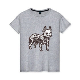 Женская футболка хлопок с принтом Бульдог ренген , 100% хлопок | прямой крой, круглый вырез горловины, длина до линии бедер, слегка спущенное плечо | бульдог | домашние животные | пес | песик | собака | собачка | французский бульдог
