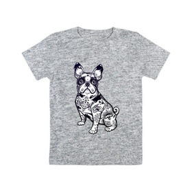 Детская футболка хлопок с принтом Суровый бульдог , 100% хлопок | круглый вырез горловины, полуприлегающий силуэт, длина до линии бедер | бульдог | домашние животные | пес | песик | собака | собачка | французский бульдог