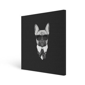 Холст квадратный с принтом Бульдог в черном , 100% ПВХ |  | Тематика изображения на принте: бульдог | домашние животные | пес | песик | собака | собачка | французский бульдог
