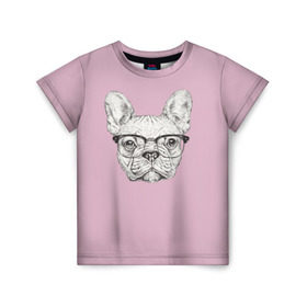Детская футболка 3D с принтом Бульдог в очках , 100% гипоаллергенный полиэфир | прямой крой, круглый вырез горловины, длина до линии бедер, чуть спущенное плечо, ткань немного тянется | Тематика изображения на принте: бульдог | домашние животные | пес | песик | собака | собачка | французский бульдог