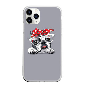 Чехол для iPhone 11 Pro Max матовый с принтом Бульдог в очках_2 , Силикон |  | бульдог | домашние животные | пес | песик | собака | собачка | французский бульдог