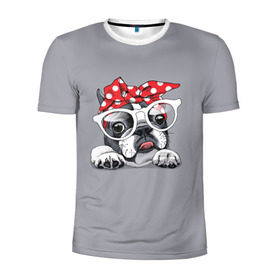 Мужская футболка 3D спортивная с принтом Бульдог в очках_2 , 100% полиэстер с улучшенными характеристиками | приталенный силуэт, круглая горловина, широкие плечи, сужается к линии бедра | Тематика изображения на принте: бульдог | домашние животные | пес | песик | собака | собачка | французский бульдог