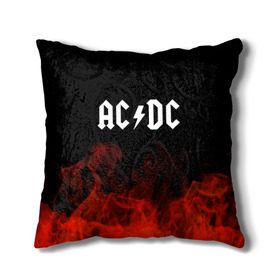 Подушка 3D с принтом AC/DC , наволочка – 100% полиэстер, наполнитель – холлофайбер (легкий наполнитель, не вызывает аллергию). | состоит из подушки и наволочки. Наволочка на молнии, легко снимается для стирки | ac dc | logo | metal | music | rock | лого | логотип | метал | музыка | рок