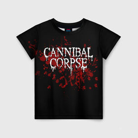 Детская футболка 3D с принтом Cannibal Corpse , 100% гипоаллергенный полиэфир | прямой крой, круглый вырез горловины, длина до линии бедер, чуть спущенное плечо, ткань немного тянется | Тематика изображения на принте: cannibal corpse | logo | metal | music | rock | лого | логотип | метал | музыка | рок