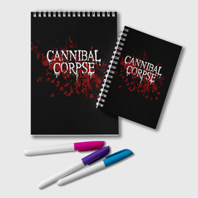 Блокнот с принтом Cannibal Corpse , 100% бумага | 48 листов, плотность листов — 60 г/м2, плотность картонной обложки — 250 г/м2. Листы скреплены удобной пружинной спиралью. Цвет линий — светло-серый
 | Тематика изображения на принте: cannibal corpse | logo | metal | music | rock | лого | логотип | метал | музыка | рок