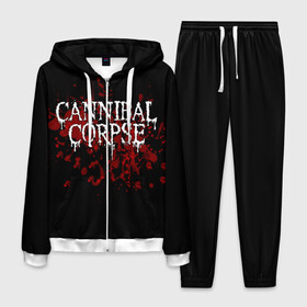 Мужской костюм 3D с принтом Cannibal Corpse , 100% полиэстер | Манжеты и пояс оформлены тканевой резинкой, двухслойный капюшон со шнурком для регулировки, карманы спереди | cannibal corpse | logo | metal | music | rock | лого | логотип | метал | музыка | рок