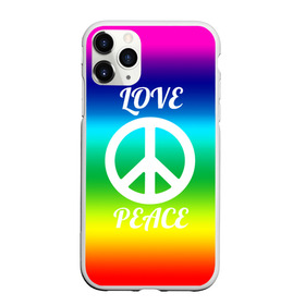 Чехол для iPhone 11 Pro Max матовый с принтом Love and Peace , Силикон |  | Тематика изображения на принте: любовь и мир | мир | хиппи
