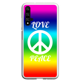 Чехол для Honor 20 с принтом Love and Peace , Силикон | Область печати: задняя сторона чехла, без боковых панелей | Тематика изображения на принте: любовь и мир | мир | хиппи