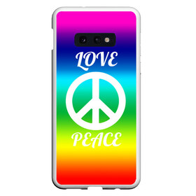 Чехол для Samsung S10E с принтом Love and Peace , Силикон | Область печати: задняя сторона чехла, без боковых панелей | любовь и мир | мир | хиппи