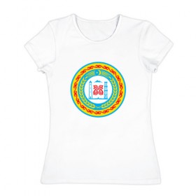 Женская футболка хлопок с принтом Чечня , 100% хлопок | прямой крой, круглый вырез горловины, длина до линии бедер, слегка спущенное плечо | 95 | герб | кавказ | чечня