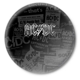 Значок с принтом AC/DC ,  металл | круглая форма, металлическая застежка в виде булавки | ас | ац | диси | дс | дц | исидиси | эйси
