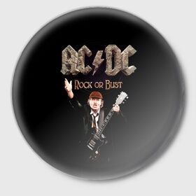 Значок с принтом AC/DC ,  металл | круглая форма, металлическая застежка в виде булавки | ас | ац | диси | дс | дц | исидиси | эйси