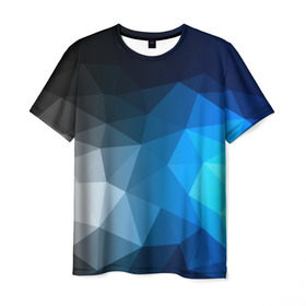 Мужская футболка 3D с принтом Gray&Blue collection abstract , 100% полиэфир | прямой крой, круглый вырез горловины, длина до линии бедер | Тематика изображения на принте: abstraction | geometry | polygon | абстракция | геометрия | грань | краски | кубик | кубики | линии | мозаика | полигон | разноцветные | ребро | текстура | тени | узор