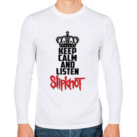 Мужской лонгслив хлопок с принтом Keep calm and listen Slipknot , 100% хлопок |  | Тематика изображения на принте: slipknot | альтернативный | грув | кори тейлор | крис фен | метал | музыка | ню | рок | слайпкнот | слипкнот | слипнот