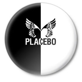 Значок с принтом Placebo ,  металл | круглая форма, металлическая застежка в виде булавки | Тематика изображения на принте: placebo | альтернативный | инди | индирок | плацебо | рок