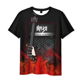 Мужская футболка 3D с принтом Ария , 100% полиэфир | прямой крой, круглый вырез горловины, длина до линии бедер | logo | metal | music | rock | ария | лого | логотип | метал | музыка | рок