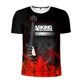 Мужская футболка 3D спортивная с принтом Asking Alexandria , 100% полиэстер с улучшенными характеристиками | приталенный силуэт, круглая горловина, широкие плечи, сужается к линии бедра | 