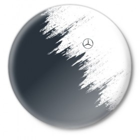 Значок с принтом Mercedes ,  металл | круглая форма, металлическая застежка в виде булавки | amg | car | mercedes | race | авто | гонки | краска | марка | машина | мерс | мерседес