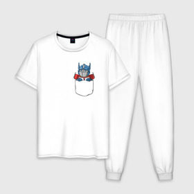 Мужская пижама хлопок с принтом Pocket Prime , 100% хлопок | брюки и футболка прямого кроя, без карманов, на брюках мягкая резинка на поясе и по низу штанин
 | transformers | трансформеры