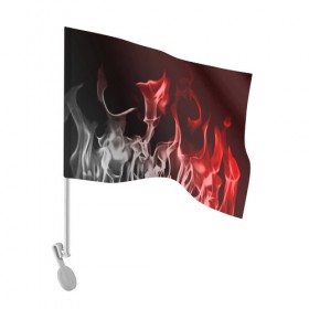 Флаг для автомобиля с принтом Огонь и дым , 100% полиэстер | Размер: 30*21 см | fire | flame | in fire | smoke | в огне | дым | огненный | огонь | текстуры