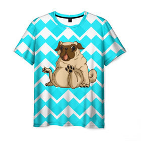 Мужская футболка 3D с принтом Забавный мопс , 100% полиэфир | прямой крой, круглый вырез горловины, длина до линии бедер | animal | dog | pet | pug | puppy | арт | бульдог | животные | милые | мопс | пес | собаки | текстура
