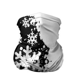 Бандана-труба 3D с принтом Снежные узоры , 100% полиэстер, ткань с особыми свойствами — Activecool | плотность 150‒180 г/м2; хорошо тянется, но сохраняет форму | Тематика изображения на принте: black | christmas | new year | pattern | white | абстракция | зима | новый год | рождество | снег | снежинки | узор | черно белые