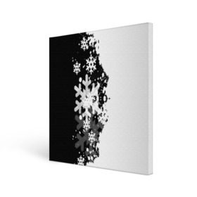 Холст квадратный с принтом Снежные узоры , 100% ПВХ |  | black | christmas | new year | pattern | white | абстракция | зима | новый год | рождество | снег | снежинки | узор | черно белые