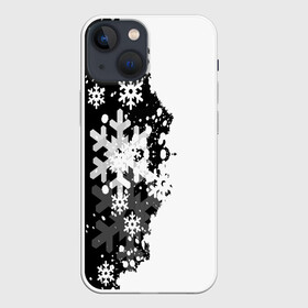 Чехол для iPhone 13 mini с принтом Снежные узоры ,  |  | black | christmas | new year | pattern | white | абстракция | зима | новый год | рождество | снег | снежинки | узор | черно белые