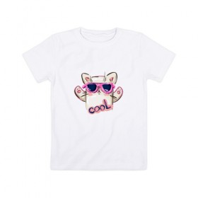 Детская футболка хлопок с принтом Котик , 100% хлопок | круглый вырез горловины, полуприлегающий силуэт, длина до линии бедер | кот | котэ | кууул | мемес | новый год