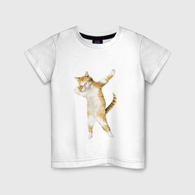 Детская футболка хлопок с принтом Кот , 100% хлопок | круглый вырез горловины, полуприлегающий силуэт, длина до линии бедер | dab | даб | дэб | киса | котик | котэ | кошка