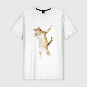 Мужская футболка премиум с принтом Кот , 92% хлопок, 8% лайкра | приталенный силуэт, круглый вырез ворота, длина до линии бедра, короткий рукав | dab | даб | дэб | киса | котик | котэ | кошка