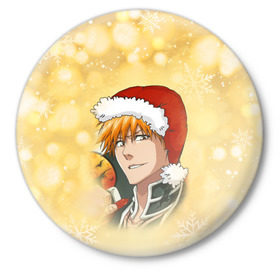 Значок с принтом Happy New Bleach! ,  металл | круглая форма, металлическая застежка в виде булавки | Тематика изображения на принте: bleach | блич | ичиго | куросаки ичиго