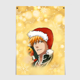 Постер с принтом Happy New Bleach! , 100% бумага
 | бумага, плотность 150 мг. Матовая, но за счет высокого коэффициента гладкости имеет небольшой блеск и дает на свету блики, но в отличии от глянцевой бумаги не покрыта лаком | bleach | блич | ичиго | куросаки ичиго