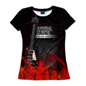 Женская футболка 3D с принтом Cannibal Corpse , 100% полиэфир ( синтетическое хлопкоподобное полотно) | прямой крой, круглый вырез горловины, длина до линии бедер | cannibal corpse | logo | metal | music | rock | лого | логотип | метал | музыка | рок