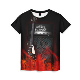 Женская футболка 3D с принтом Five Finger Death Punch , 100% полиэфир ( синтетическое хлопкоподобное полотно) | прямой крой, круглый вырез горловины, длина до линии бедер | five finger death punch | logo | metal | music | rock | лого | логотип | метал | музыка | рок