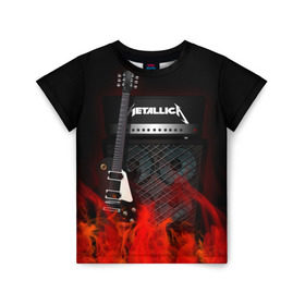 Детская футболка 3D с принтом Metallica , 100% гипоаллергенный полиэфир | прямой крой, круглый вырез горловины, длина до линии бедер, чуть спущенное плечо, ткань немного тянется | logo | metal | metallica | music | rock | лого | логотип | метал | металика | металлика | музыка | рок
