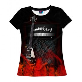 Женская футболка 3D с принтом Motorhead , 100% полиэфир ( синтетическое хлопкоподобное полотно) | прямой крой, круглый вырез горловины, длина до линии бедер | logo | metal | motorhead | music | rock | лого | логотип | метал | музыка | рок