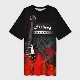 Платье-футболка 3D с принтом Motorhead ,  |  | logo | metal | motorhead | music | rock | лого | логотип | метал | музыка | рок