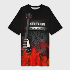 Платье-футболка 3D с принтом System of a Down ,  |  | logo | metal | music | rock | soad | system of a down | лого | логотип | метал | музыка | рок
