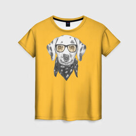 Женская футболка 3D с принтом Далматинщик , 100% полиэфир ( синтетическое хлопкоподобное полотно) | прямой крой, круглый вырез горловины, длина до линии бедер | далматин | далматинец | домашние животные | пес | песик | собака | собачка | терьер | шпиц