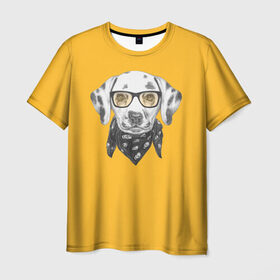 Мужская футболка 3D с принтом Далматинщик , 100% полиэфир | прямой крой, круглый вырез горловины, длина до линии бедер | далматин | далматинец | домашние животные | пес | песик | собака | собачка | терьер | шпиц
