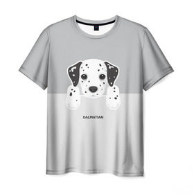 Мужская футболка 3D с принтом Dalmatian Puppy , 100% полиэфир | прямой крой, круглый вырез горловины, длина до линии бедер | далматин | далматинец | домашние животные | пес | песик | собака | собачка | терьер | шпиц